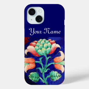 COQUE POUR iPhone 15 ROSE BLEU VERT FLORAL