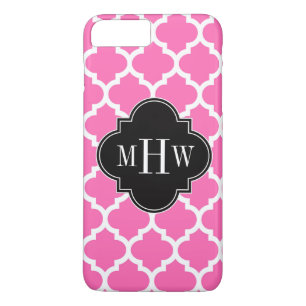 Coque Case-Mate Pour iPhone Rose Chaud Avec Marocain #5 Noir 3 Monogramme Init