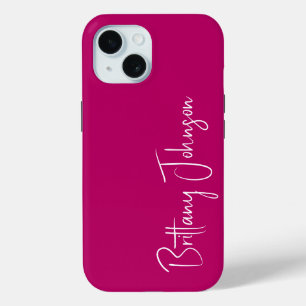 Coque Pour iPhone 15 Rose chaud monogramme