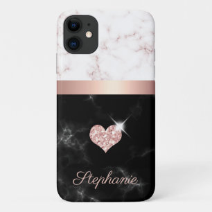 Case-Mate iPhone Case Rose Chic Gold Black Marble Parties scintillant No