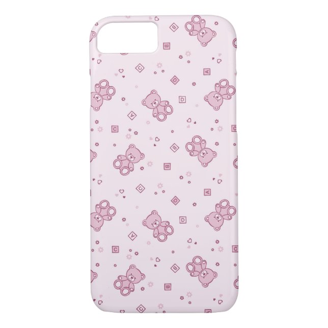 Coques Case-Mate iPhone Rose d'arrière - plan de nounours (Dos)
