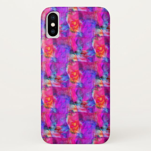 Coques Case-Mate iPhone Rose d'art, bleu, arrière - plan rouge de texture (Dos)