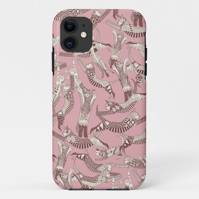 Coques Case-Mate iPhone rose de la fête du chat (Dos)