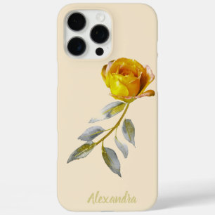 Coques iPhone 16 Pro Max Rose de la Paix w'Pale Green & Gold Mariage feuill