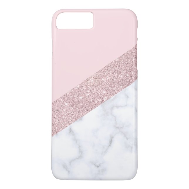 Coques Case-Mate iPhone rose de marbre blanc de parties scintillantes (Dos)