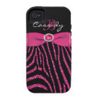Rose de monogramme, iPhone noir 4/4S de zèbre de