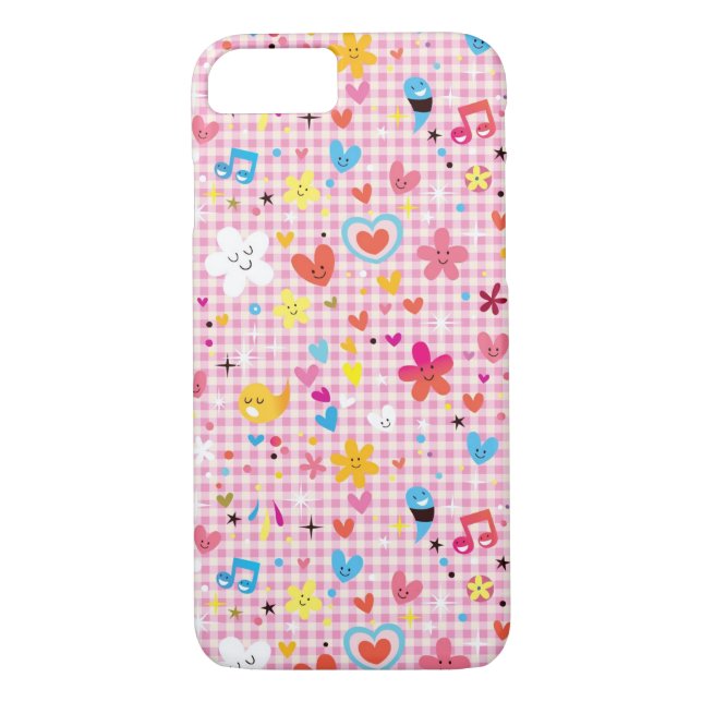 Coques Case-Mate iPhone rose de motif de bande dessinée d'amusement (Dos)