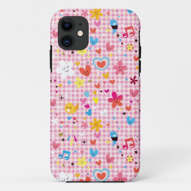 Coques Case-Mate iPhone rose de motif de bande dessinée d'amusement (Dos)