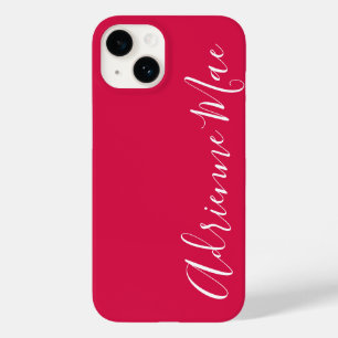 Coque Pour iPhone 14 Rose de script personnalisé rouge