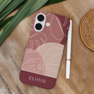 Coque Pour iPhone 16 Rose du désert Boho Tropical Monstera Leaf