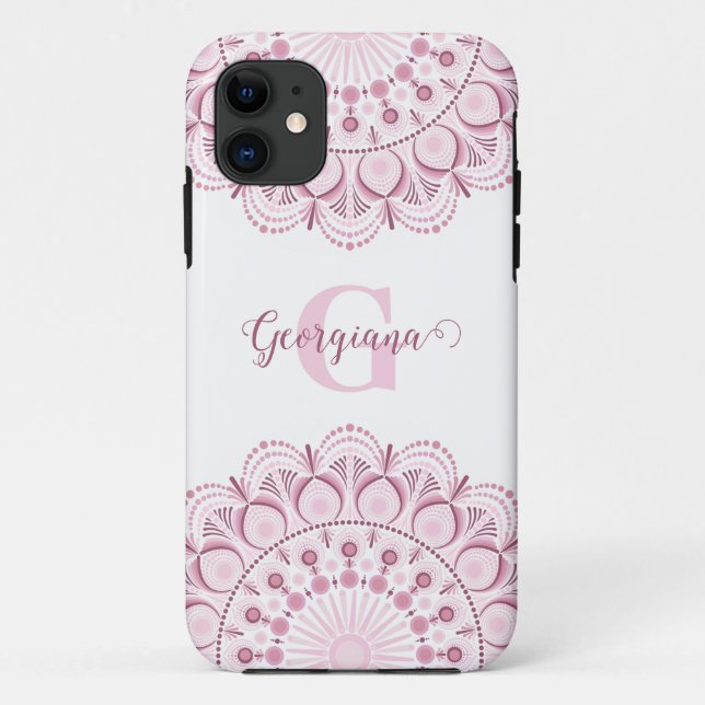 Coques Case-Mate iPhone Rose Dusky Personnalisé Confetti Lace Dot Mandala (Dos)