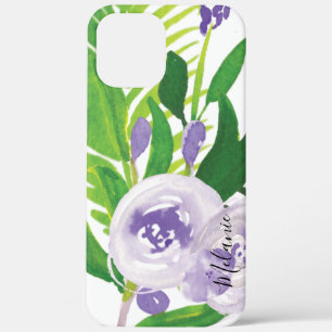 Case-Mate iPhone Case Rose en aquarelle végétation violette nom de scrip