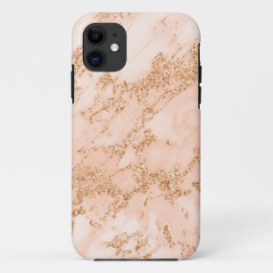 Case-Mate iPhone Case Rose en marbre parties scintillant d'or abstrait