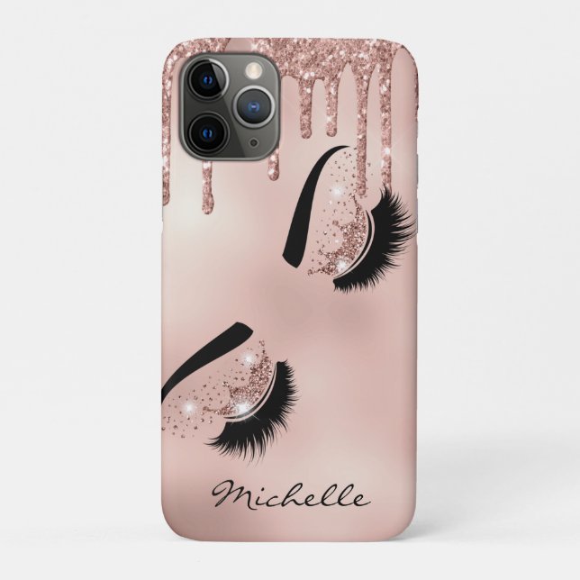 Coques Case-Mate iPhone rose en or girly rouge queen lashes yeux (Dos)