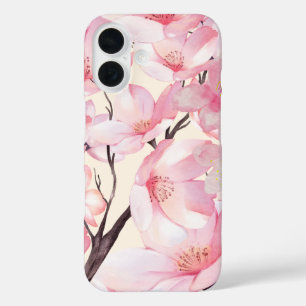Coque Pour iPhone 16 Rose esthétique Sakura Cerisier Fleur rose