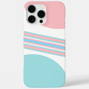Coques iPhone 16 Pro Max Rose et bleu stylé - Bandes géométriques abstraite