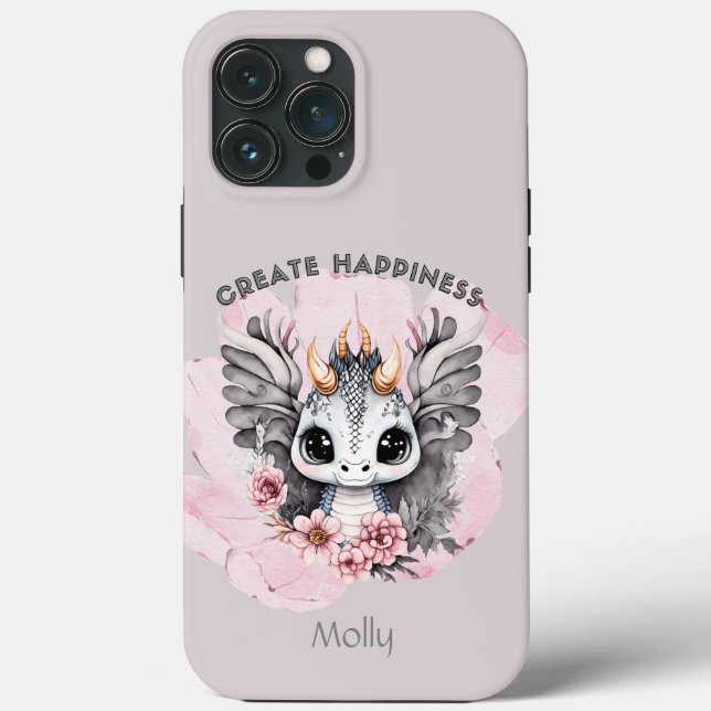Coques Case-Mate iPhone Rose et gris mignon Petit Dragon magique (Verso)