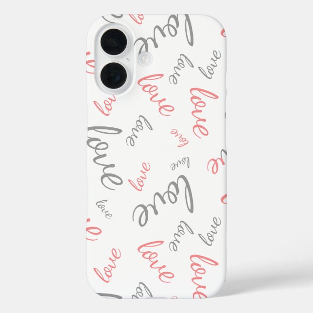 Coques Case-Mate iPhone Rose et Gris Romantiques Amour Écriture Cursive (Verso)