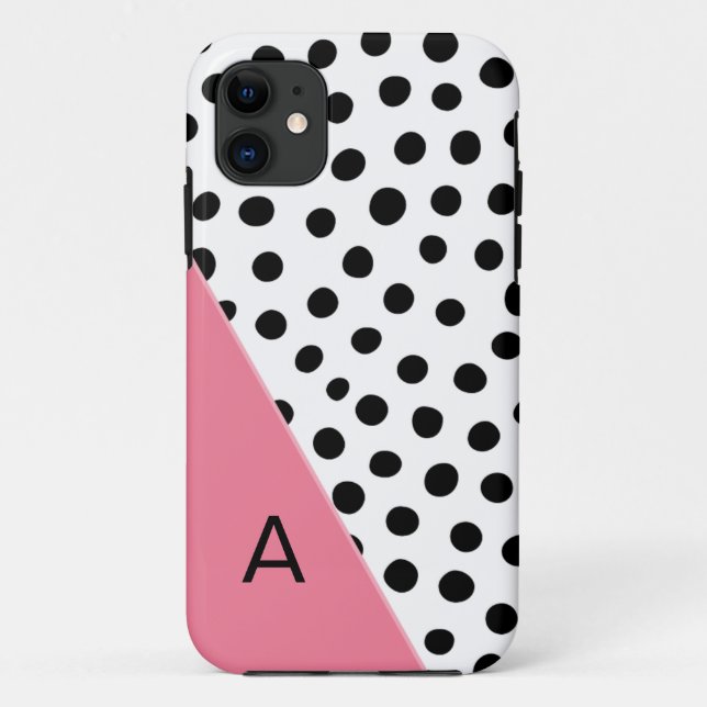 Coques Case-Mate iPhone Rose et monogramme repéré par noir (Dos)