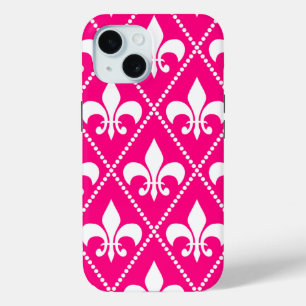 Coque Pour iPhone 15 Rose Fleur de Lis