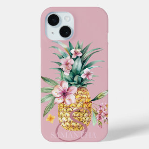 Coque Pour iPhone 15 Rose Floral Ananas