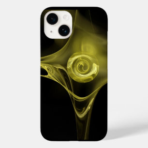COQUE POUR iPhone 14 ROSE FRACTAL JAUNE ANTIQUE