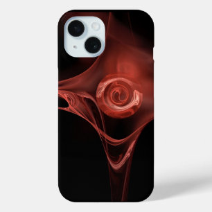 COQUE POUR iPhone 15 ROSE FRACTAL ROUGE ANTIQUE