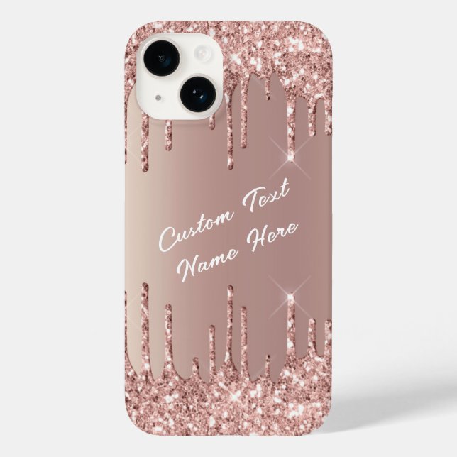 Coques Case-Mate iPhone Rose Gold Blush Parties scintillant Votre nom coqu (Verso)