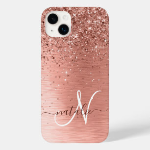Coque Pour iPhone 14 Plus Rose Gold brossé Parties scintillant métallique No