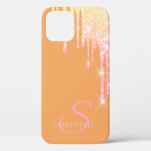 Case-Mate iPhone Case Rose Gold Élégant Paillettes Coulantes Orange