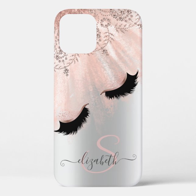 Coques Case-Mate iPhone Rose Gold Faux Lashes Argent (Verso)