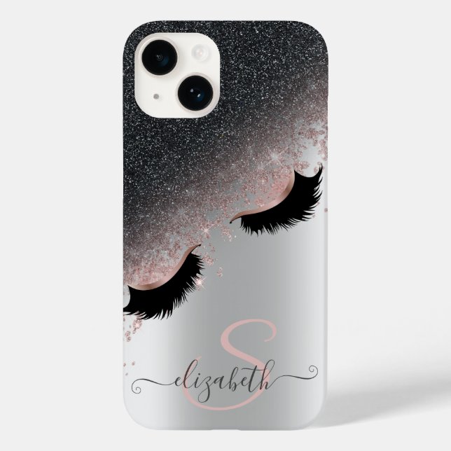 Coques Case-Mate iPhone Rose Gold Faux Lashes Black Parties scintillant Ar (Verso)