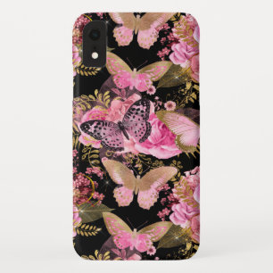 Case-Mate iPhone Case Rose Gold Floral et Butterfly Girl Motif