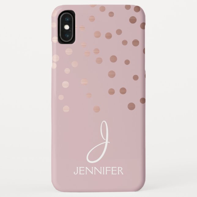 Coques Case-Mate iPhone Rose Gold Foil Girl Confetti Monogramme (Dos)