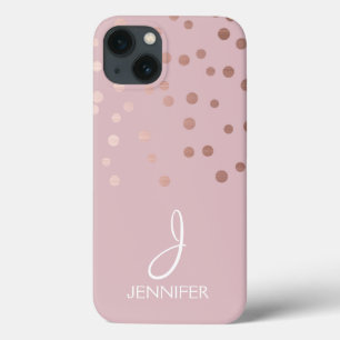 Case-Mate iPhone Case Rose Gold Foil Girly Confetti Monogramme Coque-Mat