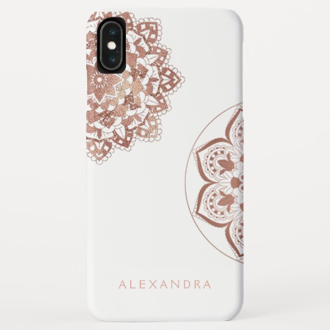 Coques Case-Mate iPhone Rose Gold Foil Indien Mandala Monogramme Nom (Dos)