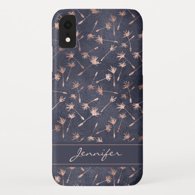 Coques Case-Mate iPhone Rose Gold Foil - Motif bleu marine - Ajouter votre (Dos)