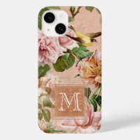 Rose Gold Girly Floral Vintage rose Monogramme