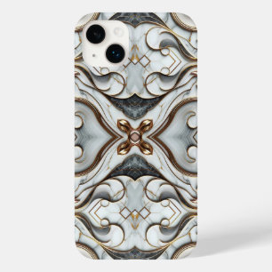 Coque Pour iPhone 14 Plus Rose Gold Marble Blanc Luxe Glam