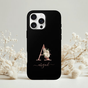 Case-Mate iPhone Case Rose Gold Monogramme Lettre « A » Florale Ivoire N