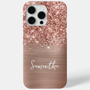 Coque iPhone 15 Pro Max Rose Gold Pailleté Glam Nom