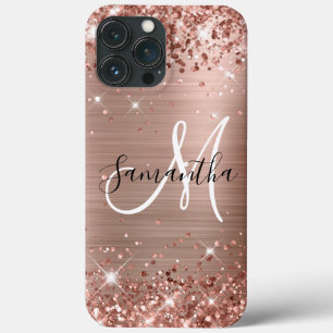 Case-Mate iPhone Case Rose Gold Pailleté Monogramme Noir et Blanc