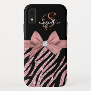 Case-Mate iPhone Case Rose Gold Parties scintillant Black Zebra Stripes 