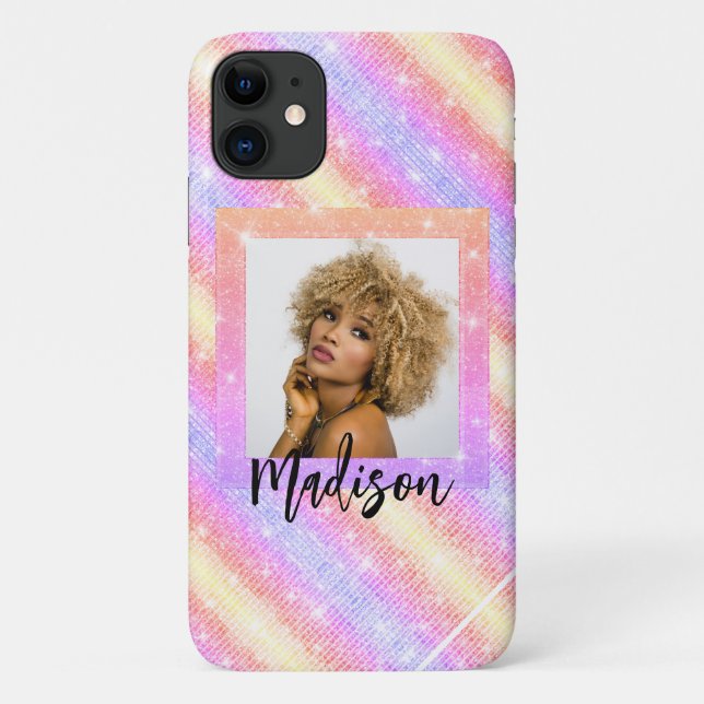 Coques Case-Mate iPhone Rose Gold Parties scintillant élégant Rainbow Girl (Dos)