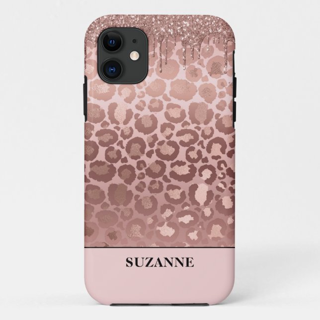 Coques Case-Mate iPhone Rose Gold Parties scintillant Pink Leopard Motif M (Dos)