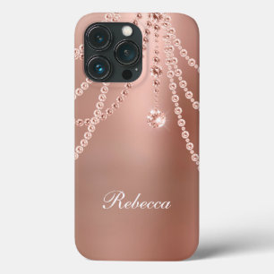 Case-Mate iPhone Case Rose Gold Perles Diamants Monogram Bling Glam