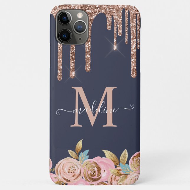 Coques Case-Mate iPhone Rose Gold Sparkle Parties scintillant de  Monogram (Dos)