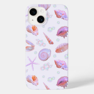 Coque Pour iPhone 14 Rose Iridescent Mermaidcore Coquillage Perle Y2K