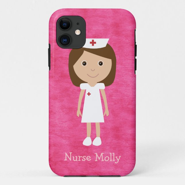 Coques Case-Mate iPhone Rose mignon d'infirmière de bande dessinée (Dos)