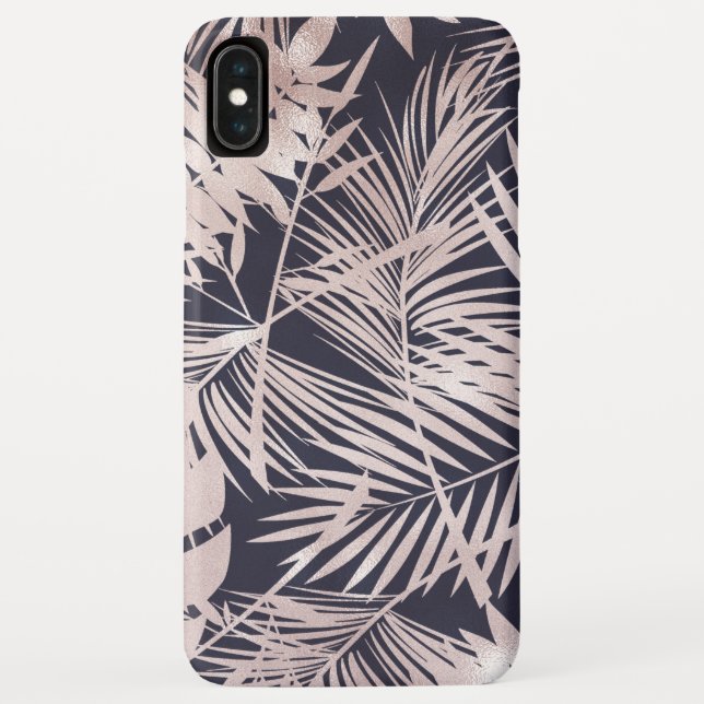 Coques Case-Mate iPhone Rose moderne Gold Tropical Feuille Motif (Dos)
